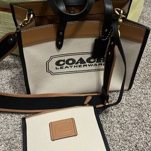 Coach canvas and leather crossbody purse bag